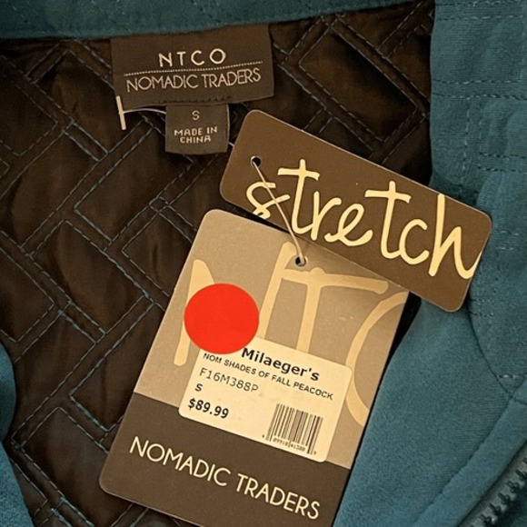 Nomadic‎ Traders Quilted Zip Front Vest Peacock Blue Lightweight Size S NWT - Picture 6 of 8